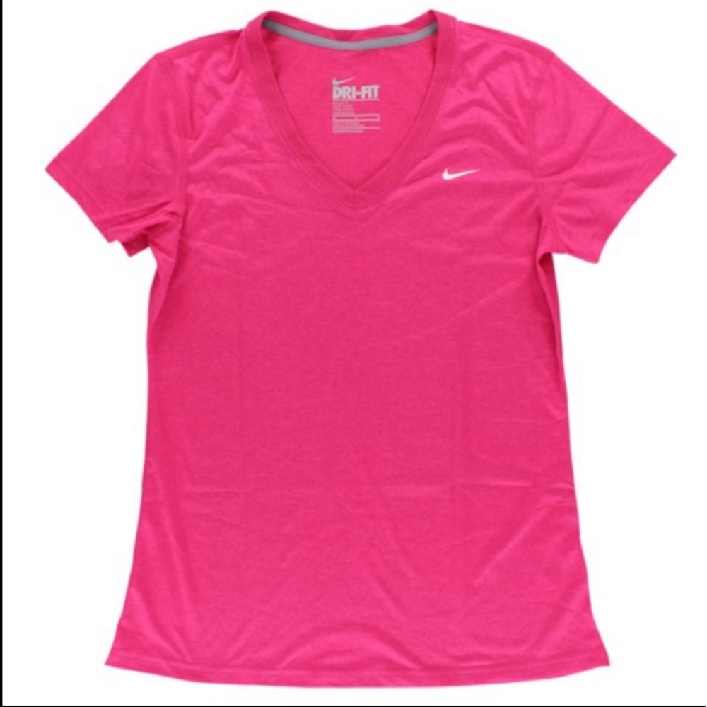 Women’s Nike Pink V Neck Athletic short sleeve shirt